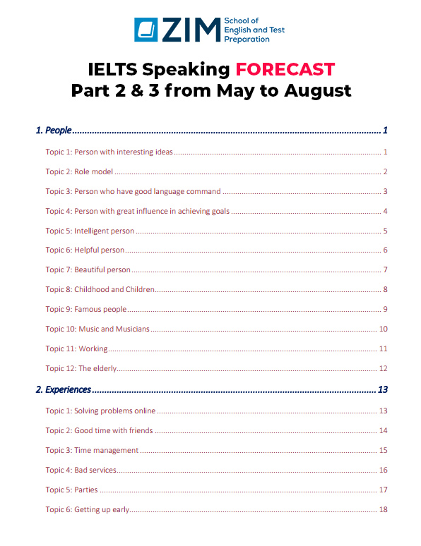  ielts forecast ielts speaking part 2 3 may august 2019