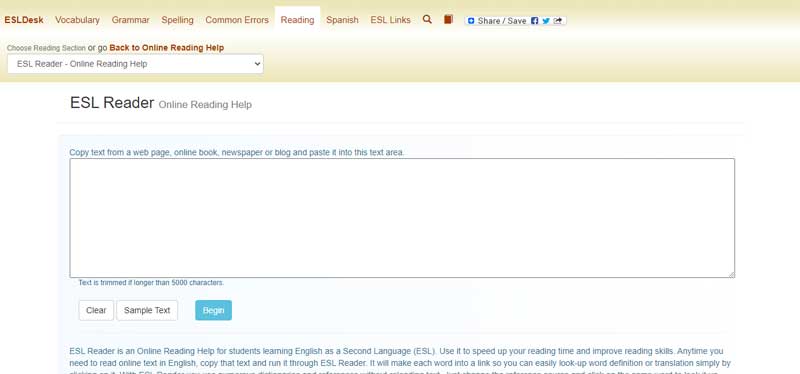 ESL Reader - cách tự học Reading IELTS bằng website