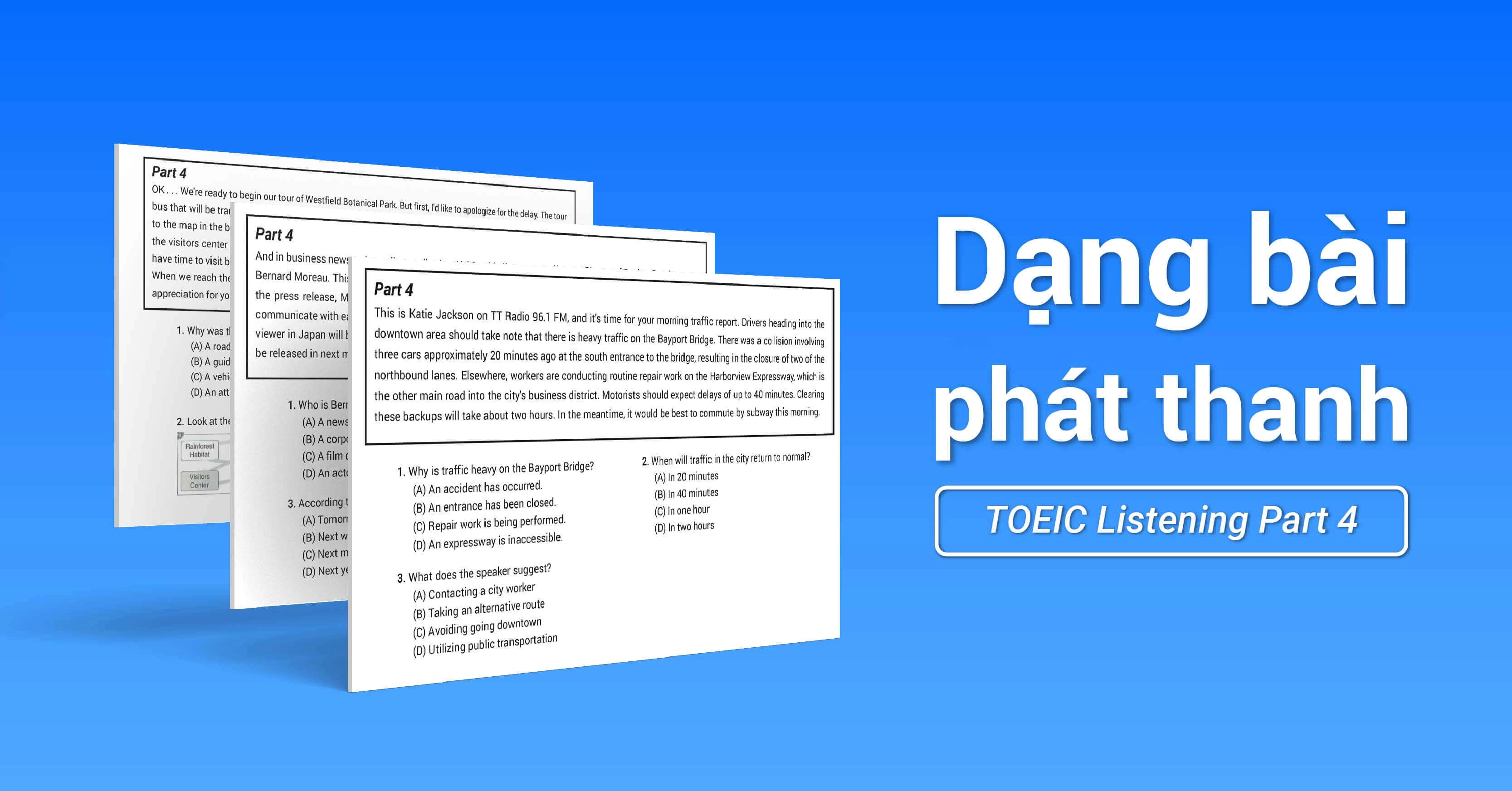 cach lam dang bai phat thanh broadcasts trong toeic listening part 4 