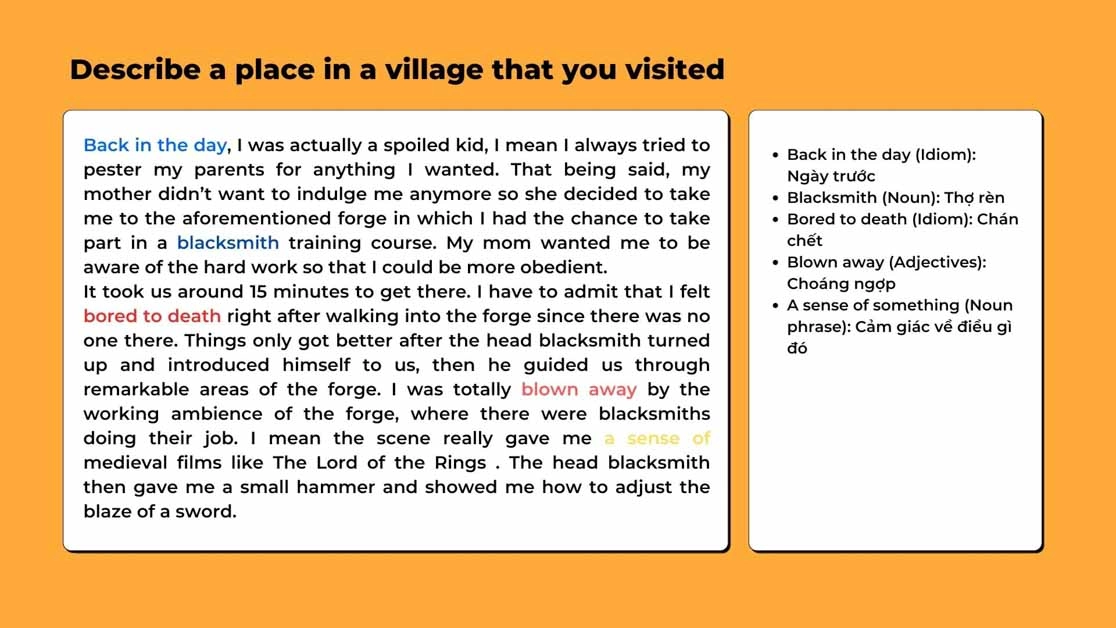describe a place in a village that you visited ielts speaking part 2