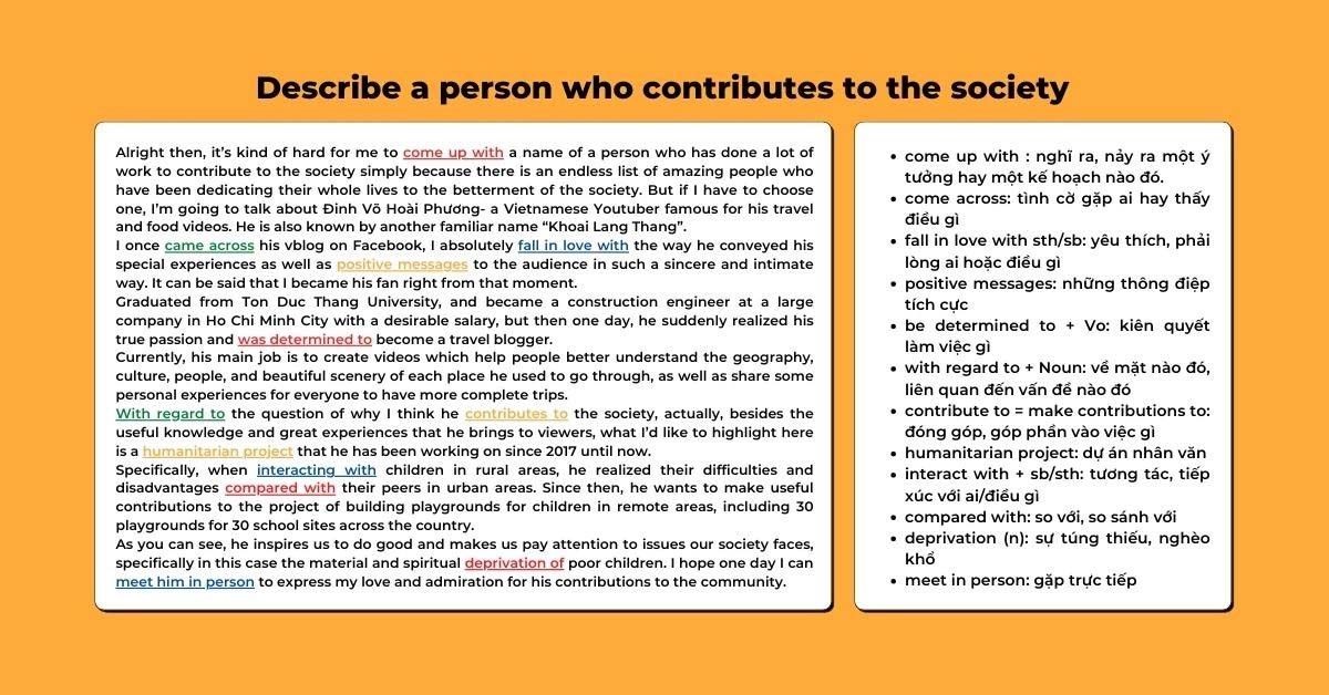 [2023] Bài mẫu Describe a person who contributes to the society