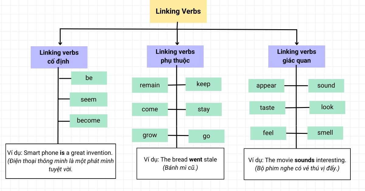 ngữ pháp linking verb lớp 11