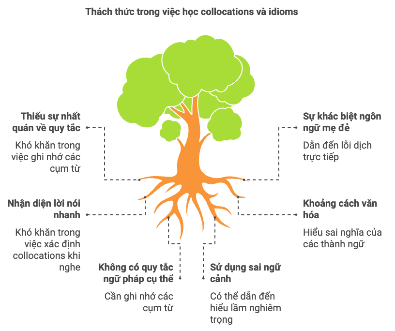 Thách thức khi học collocations và idioms