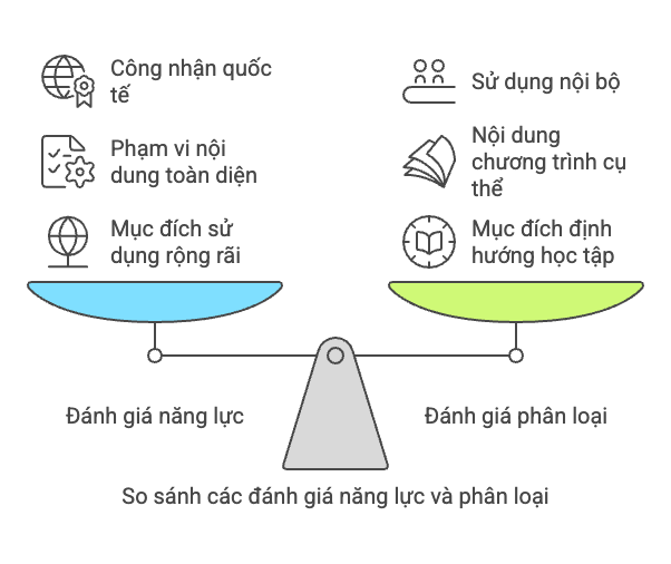 Sự khác biệt giữa Proficiency Assessment và Placement Assessment