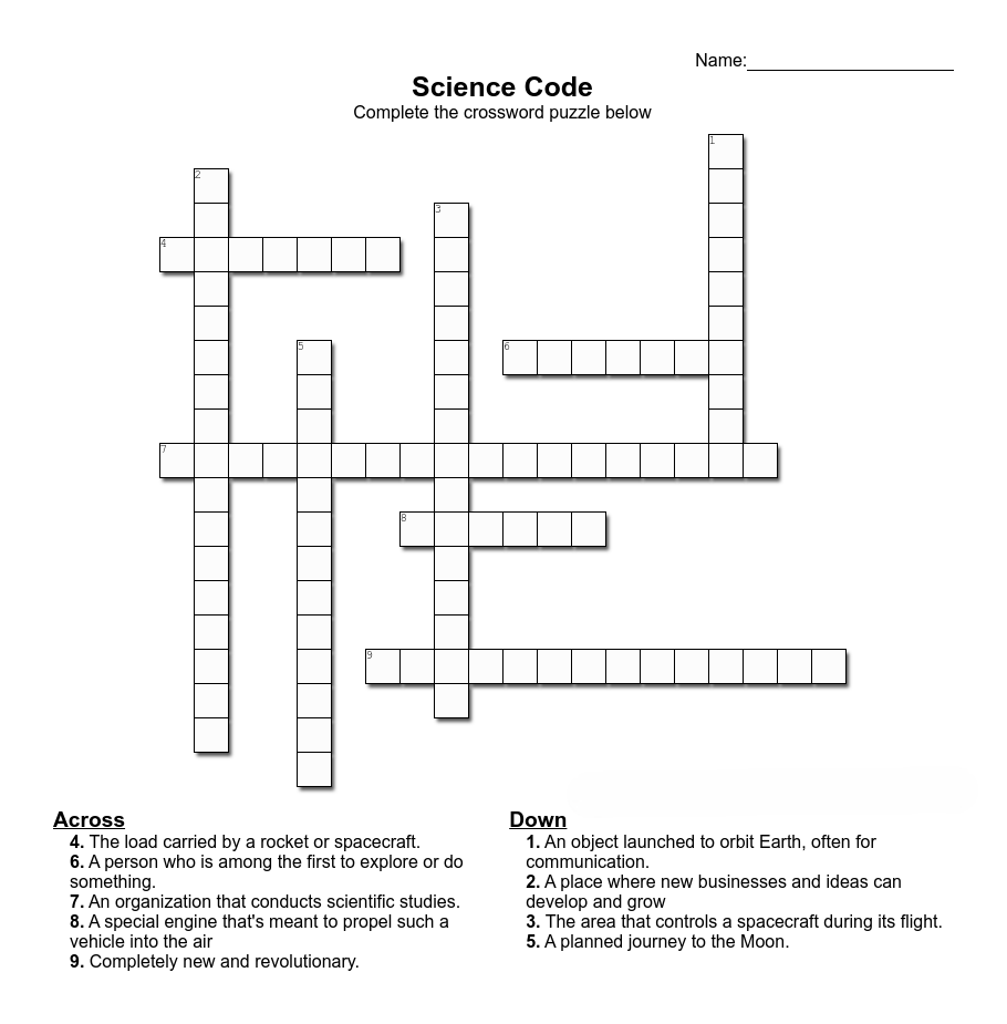 crossword puzzle science 