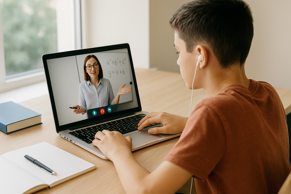 Student Engaged in Online Learning at Home Student Engaged in Online Learning at Home