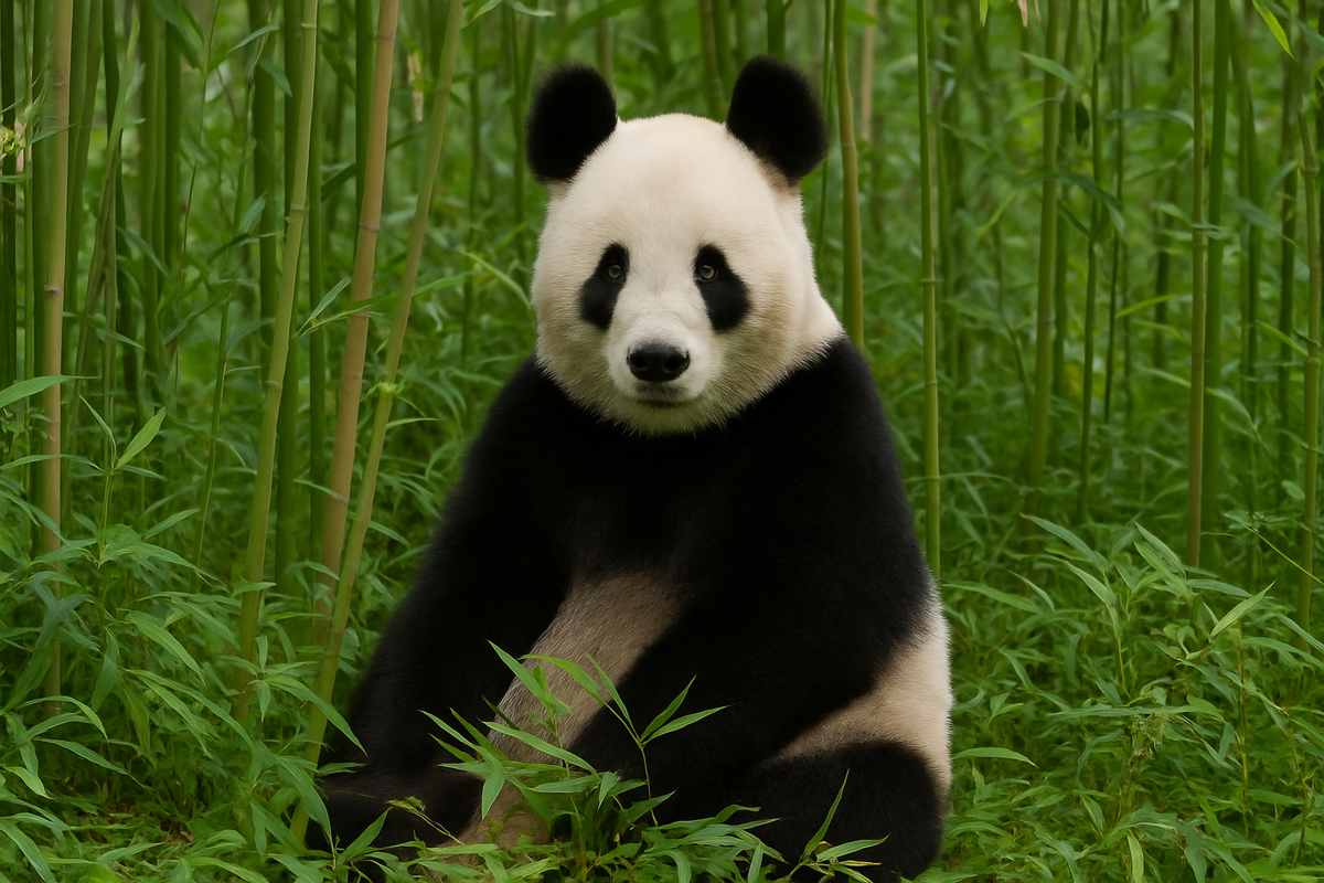 a giant panda in a bamboo forest a giant panda in a bamboo forest