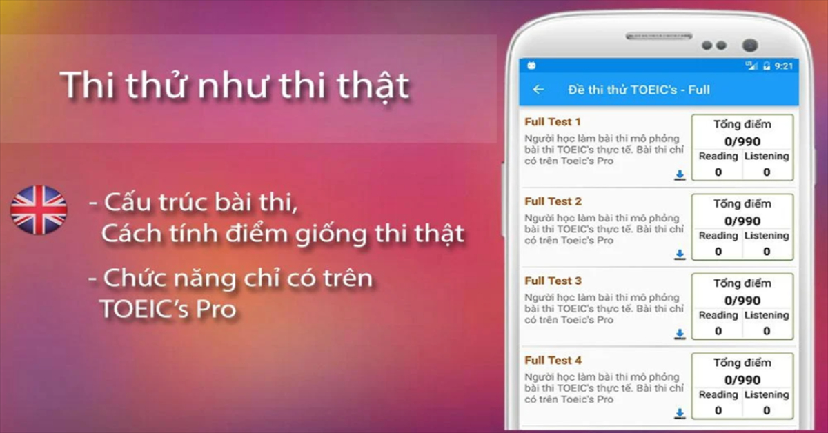 App Ôn thi TOEIC, thi thử TOEIC