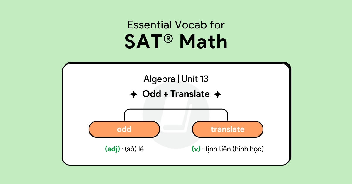 Musely Math Translator Essential Vocab for SAT® Math - Algebra | Unit 13: odd + translate