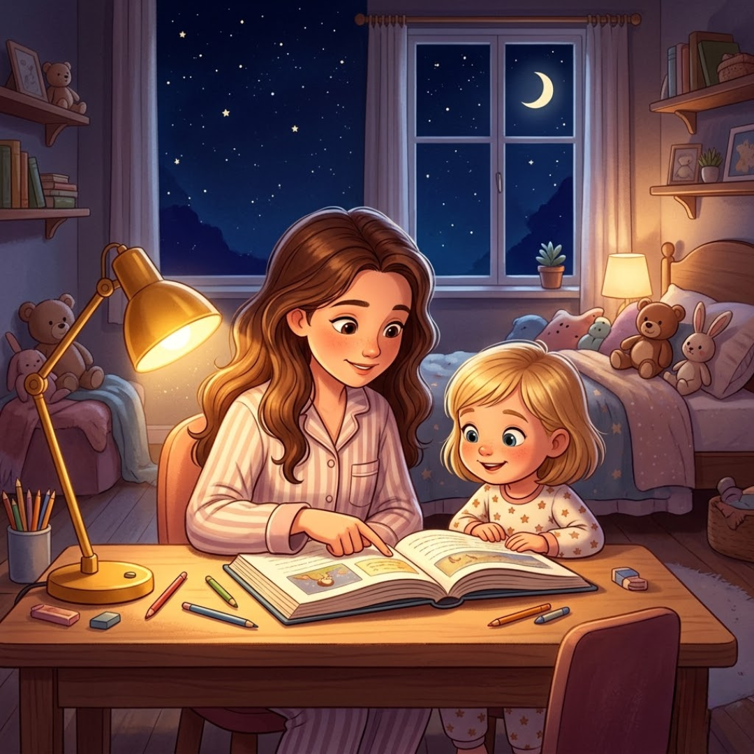 Em gái muốn chị gái chỉ cách viết chữ Em gái muốn chị gái chỉ cách viết chữ