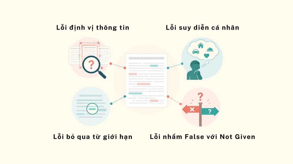 Bốn nhóm lỗi phổ biến khi làm bài dạng T/F/NG Bốn nhóm lỗi phổ biến khi làm bài dạng T/F/NG
