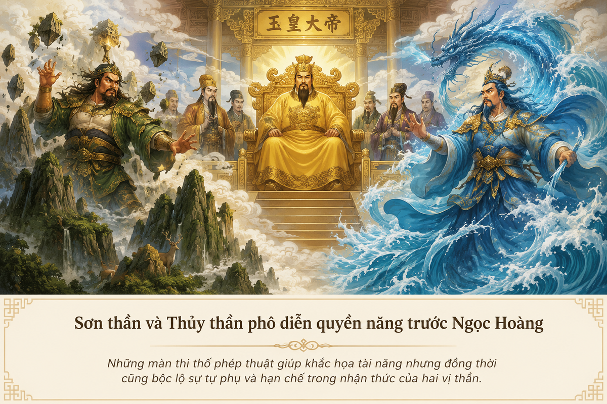Sơn thần và Thủy thần phô diễn quyền năng trước Ngọc Hoàng