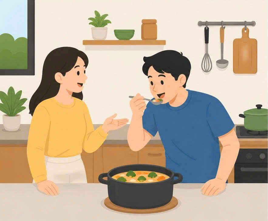 不知道这道菜好不好吃?Bù zhīdào zhè dào cài hǎo bù hǎo chī? -> 我来 ................一下就知道。Wǒ lái ................ yíxià jiù zhīdào. 不知道这道菜好不好吃?Bù zhīdào zhè dào cài hǎo bù hǎo chī? -> 我来 ................一下就知道。Wǒ lái ................ yíxià jiù zhīdào.